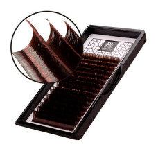 Коричневые ресницы Горький шоколад Barbara Микс, изгиб С, толщина 0.06, длина микс от 7 мм до 12 мм